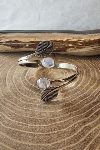 Leaves and Gems armband verzilverd Messing