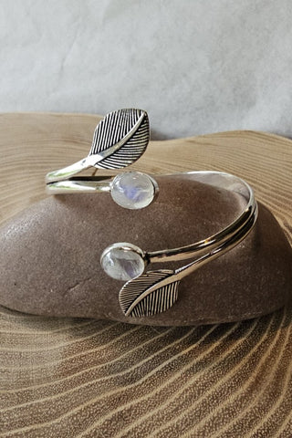 Leaves and Gems armband verzilverd Messing