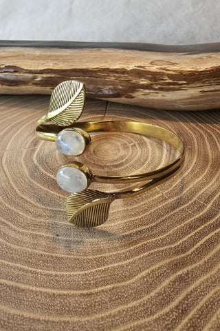 Leaves and Gems Armband Messing