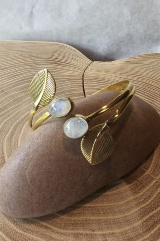 Leaves and Gems Armband Messing