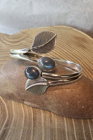 Leaves and Gems armband verzilverd Messing