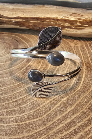 Leaves and Gems armband verzilverd Messing