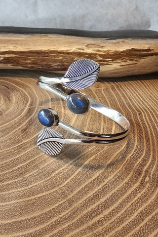 Leaves and Gems armband verzilverd Messing