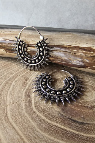 Spikey Earrings Silverplated Brass