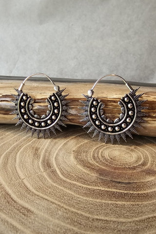 Spikey Earrings Silverplated Brass