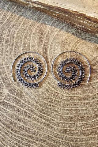 Spiral Oorbellen van verzilverd messing