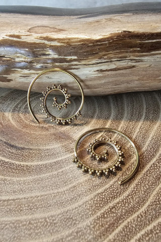 Spiral Earrings Small Brass