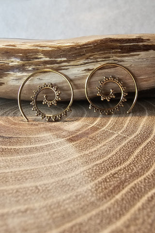 Spiral Earrings Small Brass