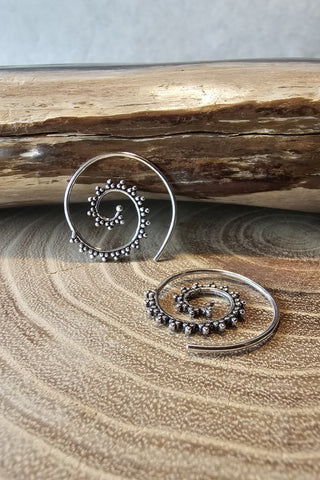 Spiral Earrings Small Silverplated Brass