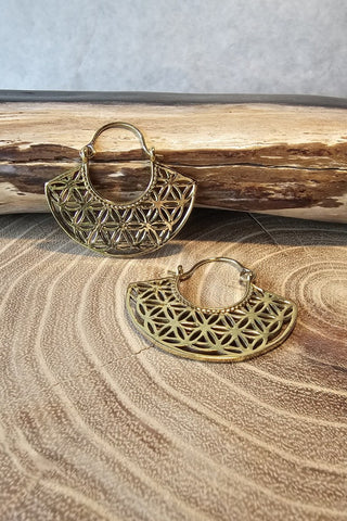 Egyptian Flower Earrings Brass