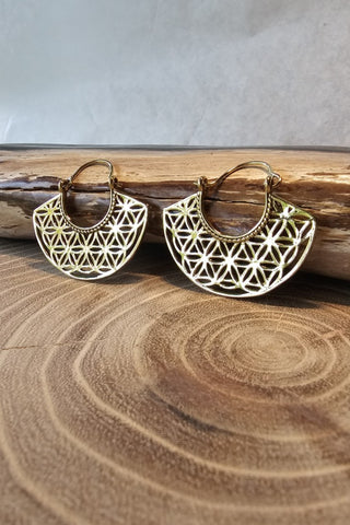 Egyptian Flower Earrings Brass