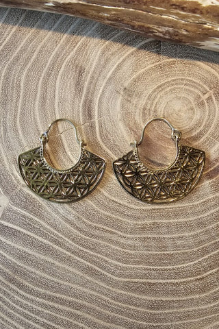 Egyptian Flower Earrings Brass