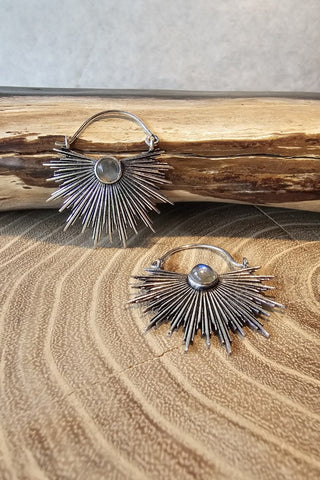 SunRay Earrings Silverplated Brass