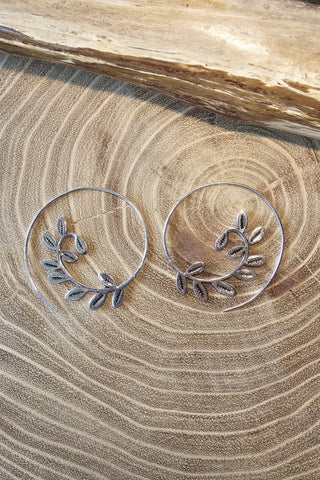 Leaves Earrings Silverplated Brass