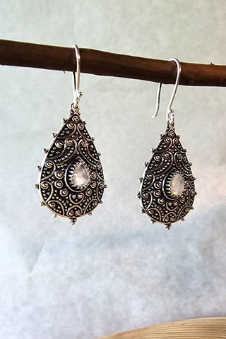 Flower Drops oorbellen verzilverd Messing