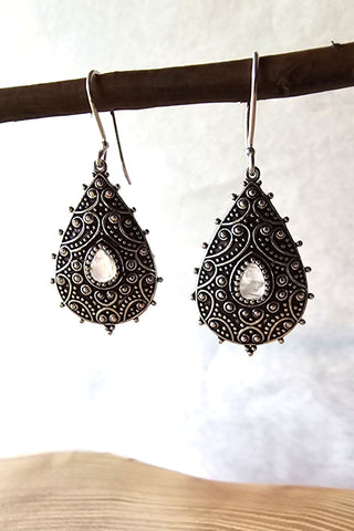 Flower Drops oorbellen verzilverd Messing