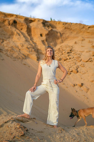 Solstice Lace-Up Top Natural