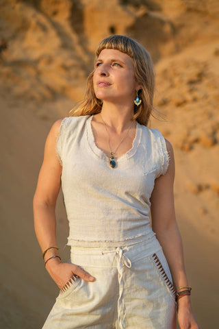 Solstice Lace-Up Top Natural