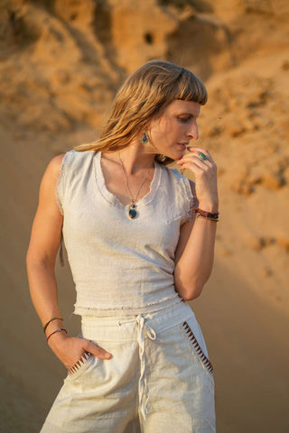 Solstice Lace-Up Top Natural