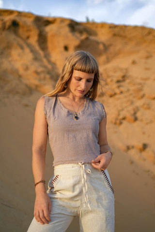 Solstice Lace-Up Top Dusty Amethyst