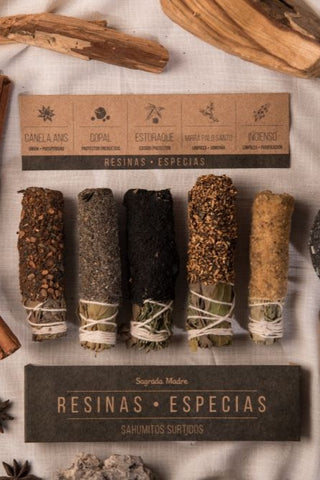 Sahumitos Smudge Sticks assortiment Harsen & Kruiden doos van 5