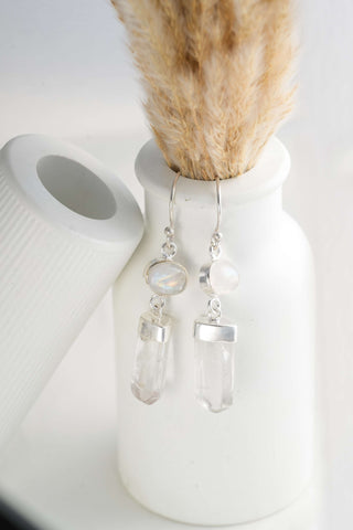 Crystal Drop Earrings Silverplated Brass