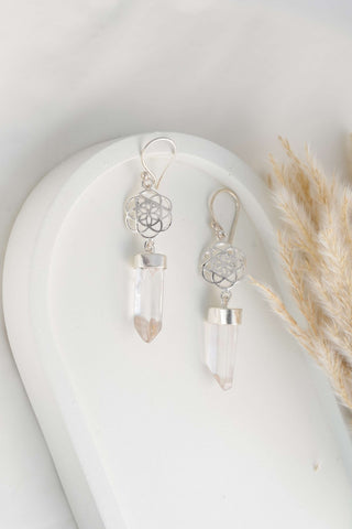 Sacred Crystal Earrings Silverplated Brass