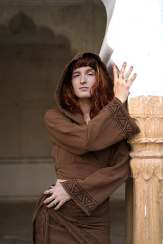 Raw Cotton Wrap Top Earth