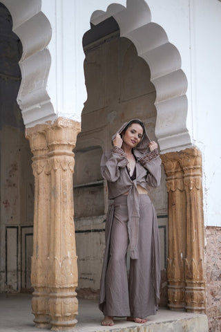 Raw Cotton Wrap Top Dusty Amethyst