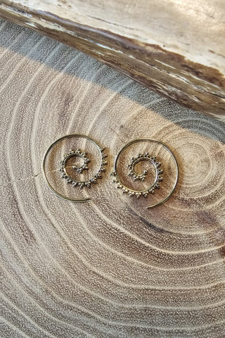 Spiral Oorbellen Klein van messing
