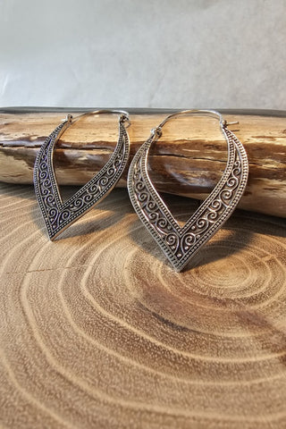 Long Drops Earrings Silverplated Brass