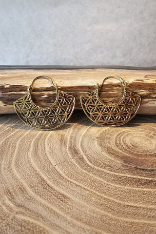 Flower of Life Oorbellen van messing