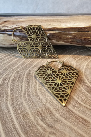 Messing Oorbellen met Heilige Geometrie
