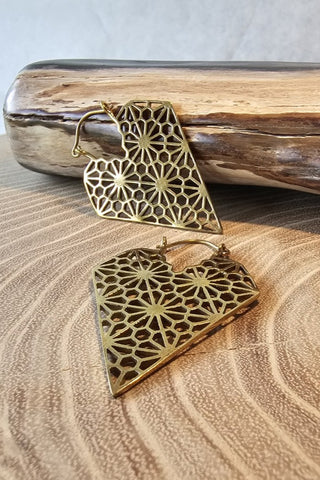 Messing Oorbellen met Heilige Geometrie