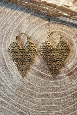 Messing Oorbellen met Heilige Geometrie