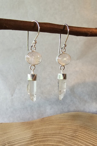 Crystal Drop Earrings Silverplated Brass