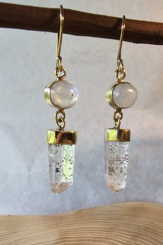 Crystal Drop Earrings Brass