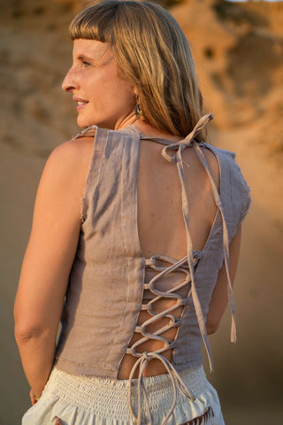 Solstice Lace-Up Top Dusty Amethyst