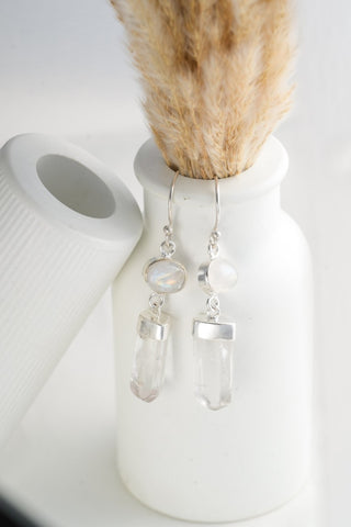 Crystal Drop oorbellen van verzilverd messing