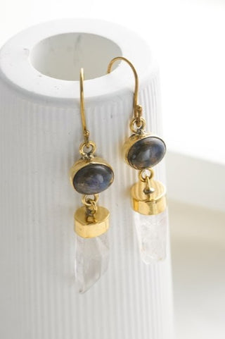Crystal Drop oorbellen van messing