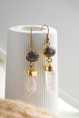 Crystal Drop oorbellen van messing