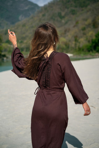 Hikari Kimono Dress Donker Bruin