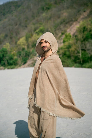 Taavi Hooded Shawl Natural