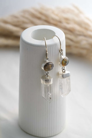 Crystal Drop oorbellen van verzilverd messing