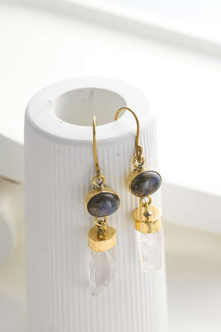 Crystal Drop oorbellen van messing