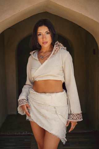 Raw Cotton Wrap Top Natural