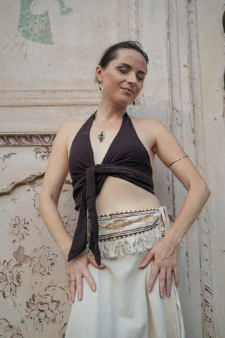 Tierra Wrap Top Donker Bruin
